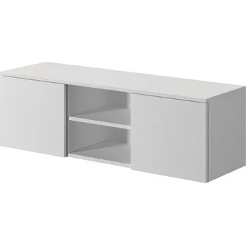 Televizní stolek Bílá závěsná skříňka pod TV RTV 120x37x38 otevíraná dotykem