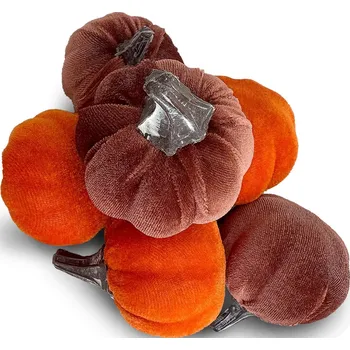 Textilní mini tykve dekorativní - 6 ks, oranžové