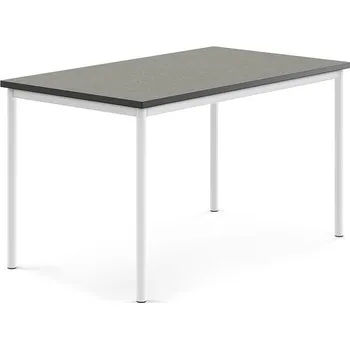 Zahradní stůl Stůl SONITUS, 1400x800x760 mm, bílé nohy, deska s linoleem, tmavě šedá