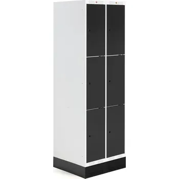 Šatní skříň Šatní skříňka ROZ, 2 sekce, 6 boxů, se soklem, 1890x600x550 mm, černá