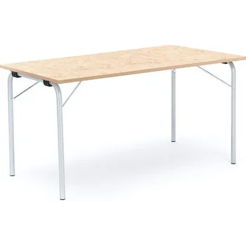Jídelní stůl Skládací stůl NICKE, 1400x700x720 mm, stříbrný rám, béžové linoleum