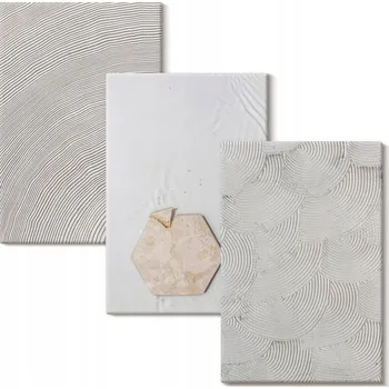 Obraz Sada obrazů do obýváku, světlé pískové textury, boho styl, 3x 40x60 cm
