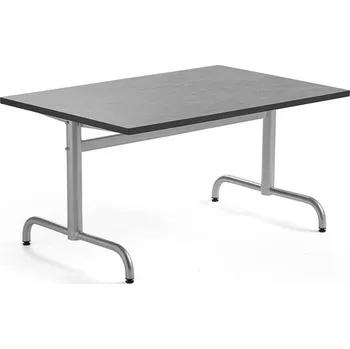 Jídelní stůl Stůl PLURAL, 1200x800x600 mm, linoleum, tmavě šedá, stříbrná