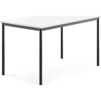 Jídelní stůl Stůl SONITUS, 1400x800x760 mm, antracitově šedé nohy, HPL deska tlumící hluk, bílá