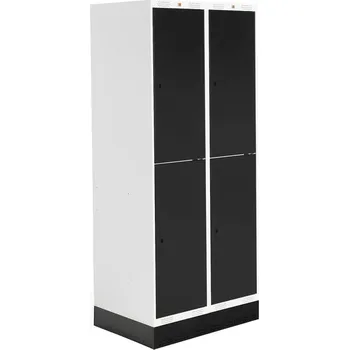 Šatní skříň Šatní skříňka ROZ, 2 sekce, 4 boxy, se soklem, 1890x800x550 mm, černá