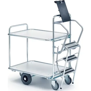 Vychystávací vozík COMMUTE, se schůdky, 850x620 mm