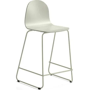 Jídelní židle Barová židle GANDER, výška sedáku 630 mm, lakovaná skořepina, zelenošedá