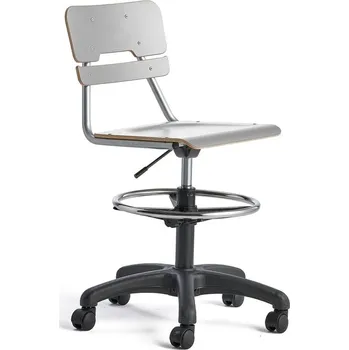 Židle LEGERE, výškově nastavitelná, široký sedák, s kolečky, V 530-720 mm, šedá