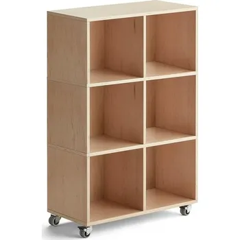 Dílenský regál Regál RICO, 1245x800x375 mm, 6 přihrádek, kolečka, bříza