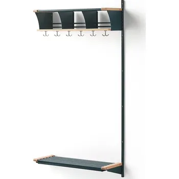 Věšák Šatní stěna JEPPE, přídavná sekce, 3 přihrádky, 1790x900x300 mm, bříza/modrá