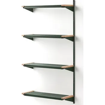 Věšák Regál na boty JEPPE, přídavná sekce, 4 police, 1790x900x300 mm, bříza/zelená
