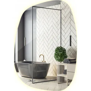 Zrcadlo Zrcadlo LED s přirozeným světlem do koupelny, asymetrické, podsvícené, sada