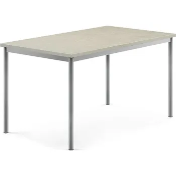 Jídelní stůl Stůl SONITUS, 1400x800x720 mm, stříbrné nohy, deska s linoleem, šedá