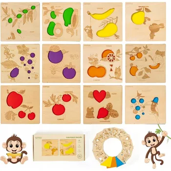 Dřevěná hračka DŘEVĚNÉ ŠABLONY PRO ROZPOZNÁVÁNÍ BAREV A TVARŮ EDYFICO