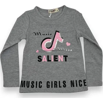 Sezon Dívčí trička s dlouhým rukávem TIKTOK 02 Barva: Šedá, Velikost: 104