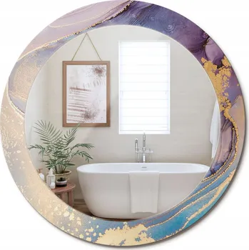 Zrcadlo Zrcadlo s potiskem do koupelny, kuchyně, předsíně, mramorový kámen, průměr 70 cm