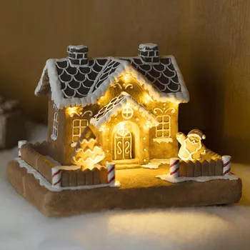 Vánoční dekorace Haushalt international LED Perníková chaloupka 496085 18 cm hnědá