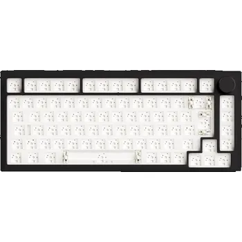 Klávesnice Mechanická ISO klávesnice bez kláves s RGB podsvícením, 90 modrých spínačů, 8000 mAh baterie, USB, 2,4GHz a USB-C připojení černá