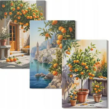 Obraz Vícedílný Obraz Na Plátně Malované citrusy krajiny 3x 20x30 cm