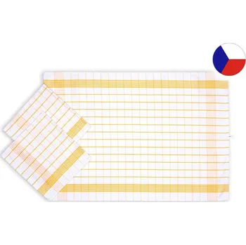 Bavlněné utěrky na nádobí KLASIK Bílá/žlutá 3ks