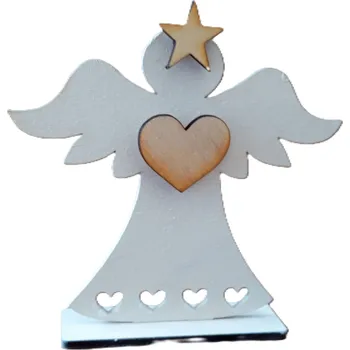 Dary dřeva Andělíček - bílý se srdíčky Velikost: 15x15
