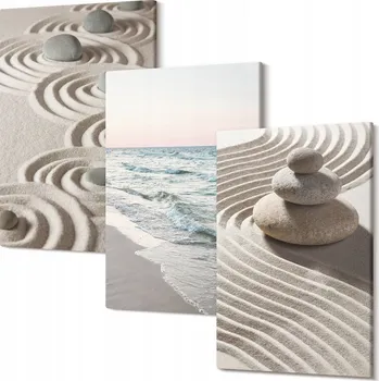 Obraz Vícedílná Sada Obrazů do Galerie Vlny písku, voda, kameny, pláž 30x20 cm