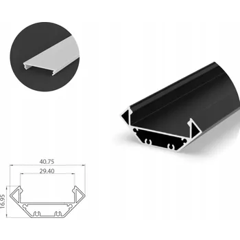 LED osvětlení LED PROFIL ROHOVÝ 1M ČERNÝ + MLÉČNÝ KRYT C7
