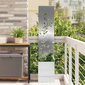 Zahradní dekorace vidaXL Soukromí na zahradě Stříbrná 32 x 140 cm Nerezová ocel [876410]