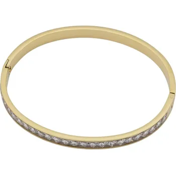 Náramek Mareb Elegantní pevný náramek se zirkony z chirurgické oceli 316L – zlatá barva