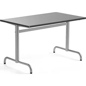 Jídelní stůl Stůl PLURAL, 1200x700x720 mm, linoleum, tmavě šedá, stříbrná