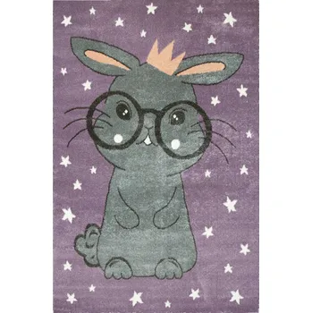 Koberec KOBEREC PRO PRINCEZNU S KRÁLÍČKEM V BRÝLÍCH FIALOVÝ LIMA 180x270 cm
