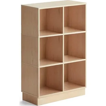 Obývací stěna Regál RICO, 1245x800x375 mm, 6 přihrádek, sokl, bříza