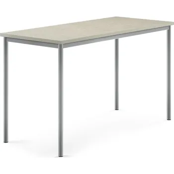 Jídelní stůl Stůl SONITUS, 1600x700x900 mm, stříbrné nohy, deska s linoleem, šedá