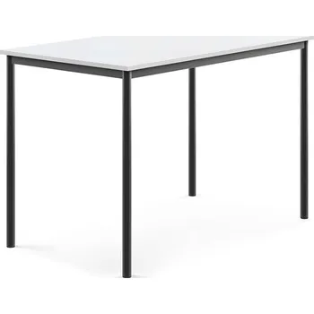 Jídelní stůl Stůl SONITUS, 1400x800x900 mm, antracitově šedé nohy, HPL deska tlumící hluk, bílá