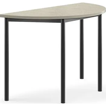 Zahradní stůl Stůl SONITUS, půlkruh, 1200x600x760 mm, antracitově šedé nohy, deska s linoleem, šedá