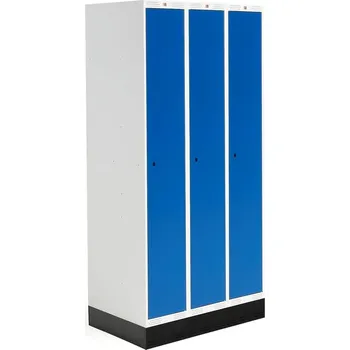 Šatní skříň Šatní skříňka ROZ, 3 sekce, se soklem, 1890x900x550 mm, modrá