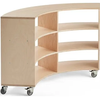 regál Regál RICO, oblý, 1245x1500x375 mm, s kolečky, bříza