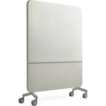 Skleněná tabule s akustickým panelem MARY, mobilní, 1500x1960 mm, světle šedá