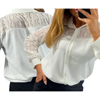 Dámská košile Genesy dámská košile s dlouhým rukávem, bez vzoru, bílá U211, velikost 44