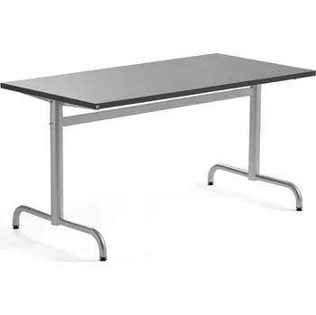 Jídelní stůl Stůl PLURAL, 1400x700x720 mm, linoleum, tmavě šedá, stříbrná