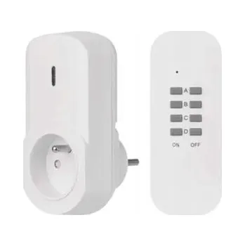 vypínač a zásuvka 1x BEZDRÁTOVÁ ZÁSUVKA NA DÁLKOVÉ OVLÁDÁNÍ + OVLADAČ bílá
