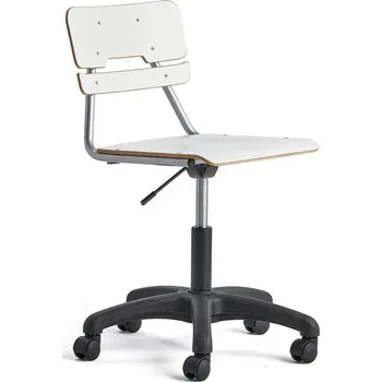 Otočná židle LEGERE, velký sedák, s kolečky, nastavitelná výška 430-550 mm, bílá
