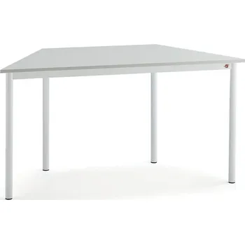 Jídelní stůl Stůl BORÅS TRAPETS, 1400x700x720 mm, bílé nohy, HPL deska, šedá