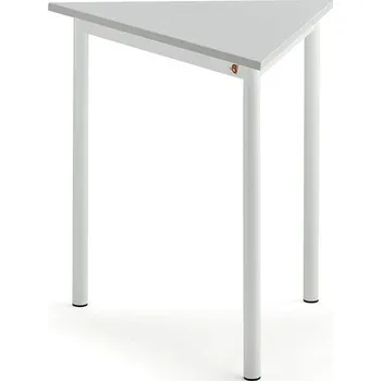 Psací stůl Stůl BORÅS TRIANGEL, 800x700x720 mm, bílé nohy, HPL deska, šedá