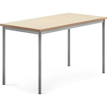 Jídelní stůl Stůl SONITUS, 1400x700x760 mm, stříbrné nohy, deska s linoleem, béžová