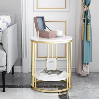 Konferenční stolek Konferenční stolek Tubos kulatý 51 x 51 x 56 cm bílý, zlatý