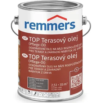 barva a nátěr na dřevo Remmers TOP terasový olej 2,5 l antracitově šedý