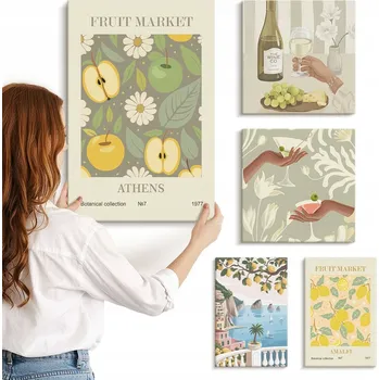 Obraz Sada nástěnných dekorací Galerie Klimatické ilustrace 70. let 5 kusů