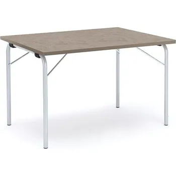 Jídelní stůl Skládací stůl NICKE, 1200x800x720 mm, stříbrný rám, světle šedé linoleum