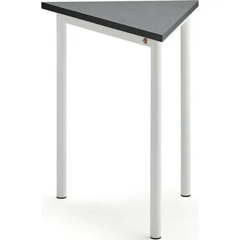 Jídelní stůl Stůl SONITUS TRIANGEL, 700x600x720 mm, bílé nohy, deska s linoleem, tmavě šedá